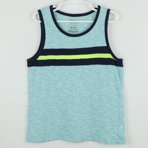 Sonoma Boys Size 7X Blue Green Striped Scoop Neck Tank Top